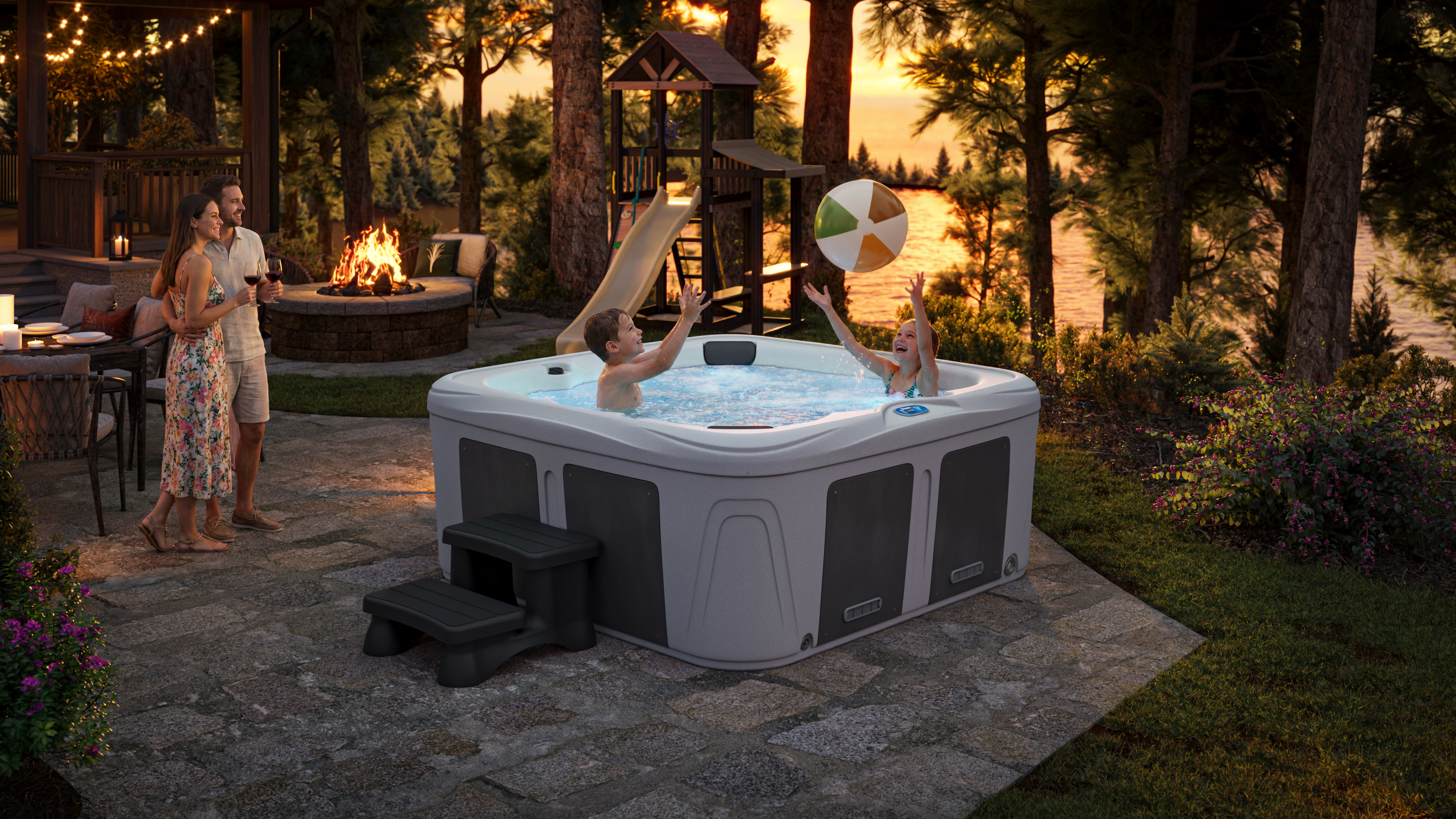 CR2 hot tub in use